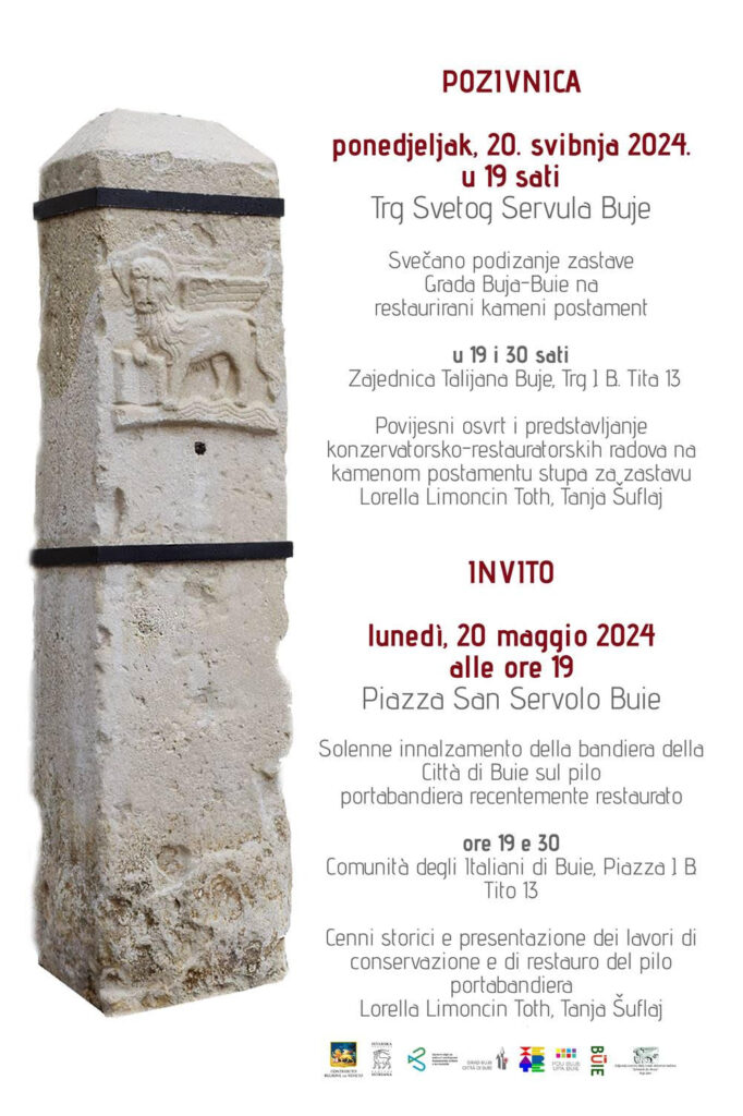 Poziv na svečano podizanje zastave Grada Buje na restaurirani kameni postament