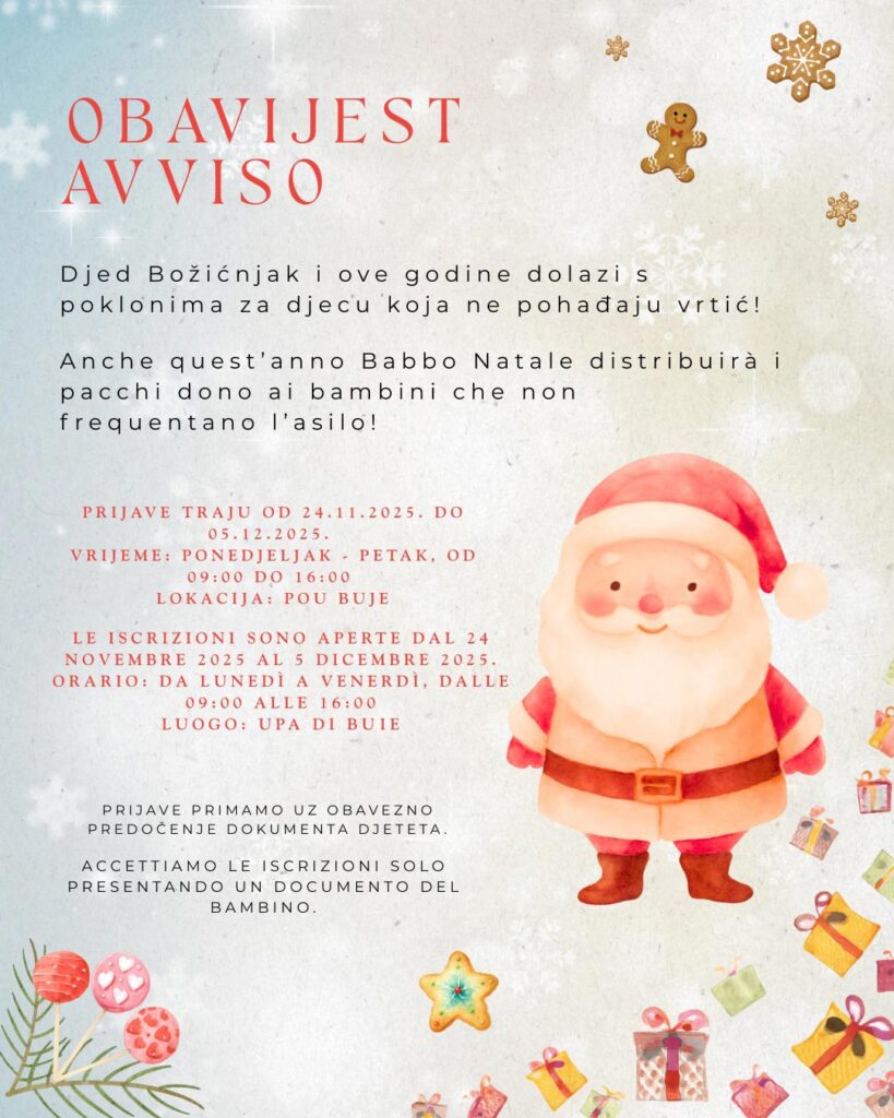 Djed Božićnjak – prijave za djecu koja ne pohađaju vrtić