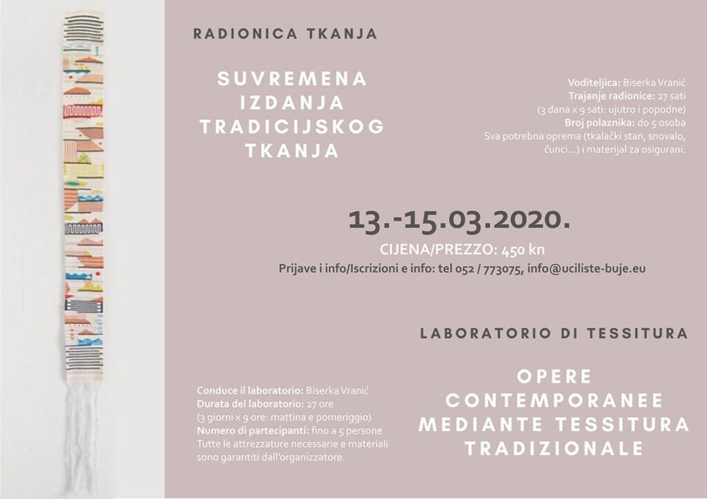 RADIONICA TKANJA – Suvremena izdanja tradicijskog tkanja