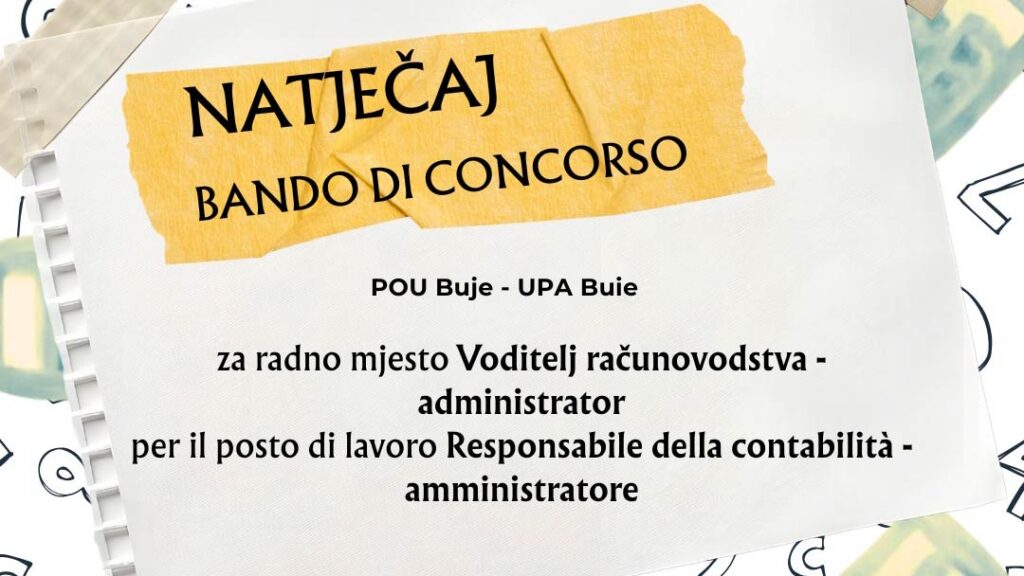 Natječaj za radno mjesto – POU Buje